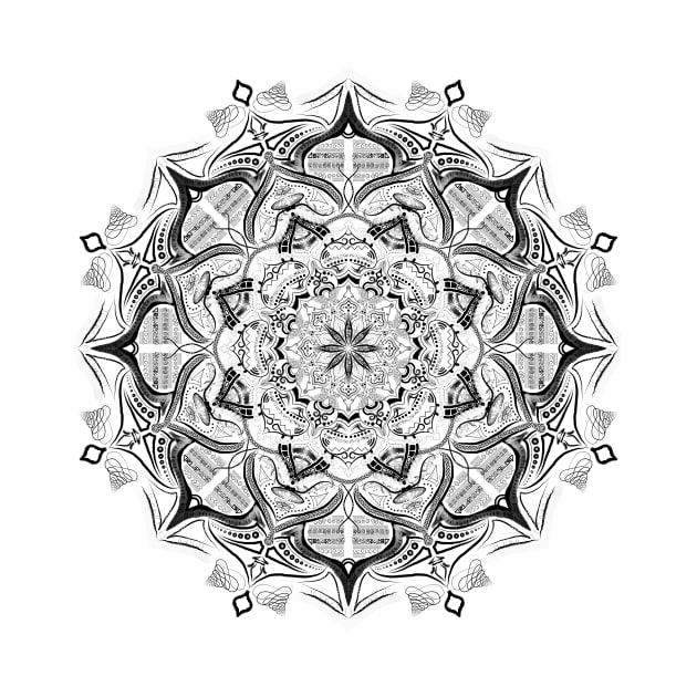 Mandala Black and White by EquilibriumArt