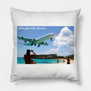 Low Flying Plane Maho Beach Pillow