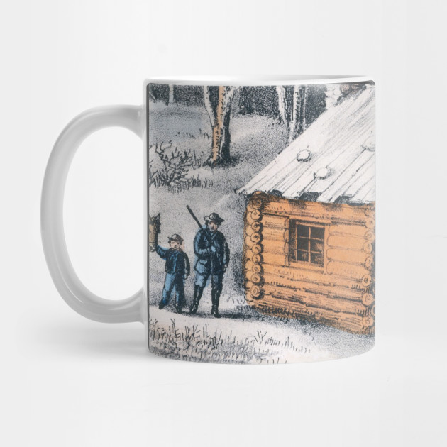 Vintage Home In The Wilderness Painting 1870 Log Cabin Mug