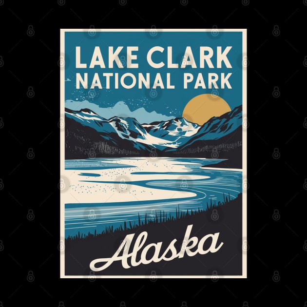 Lake Clark National Park Retro Travel Poster by Perspektiva