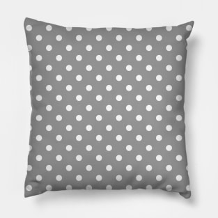 Grey and White Polka Dots Pattern Pillow