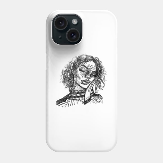 Aesthetic Girl Black and White Phone Case by cre8tive-liv