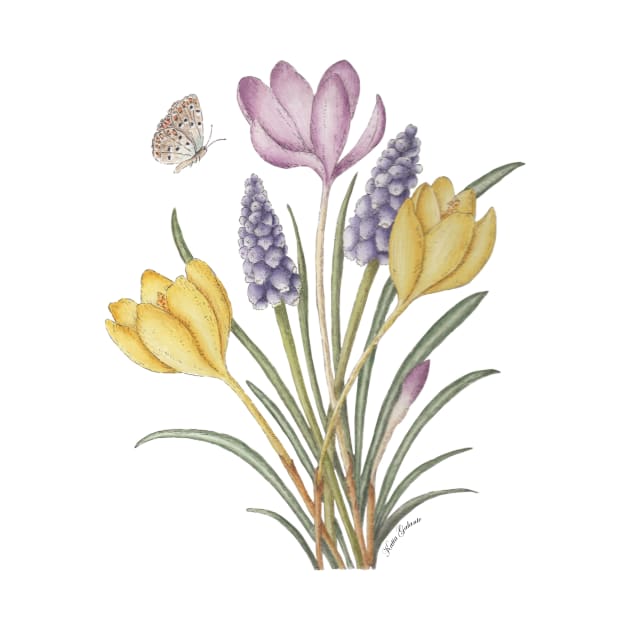 Crocus and Muscari by Katia Galante Art