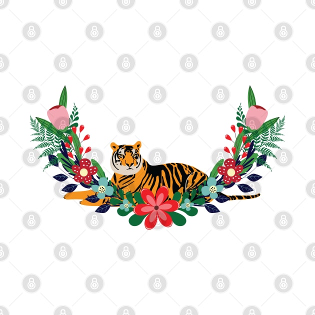 Tiger and flowers by grafart