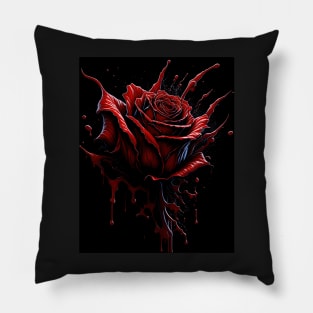 Splash Art of Beautiful Red Rose Pillow