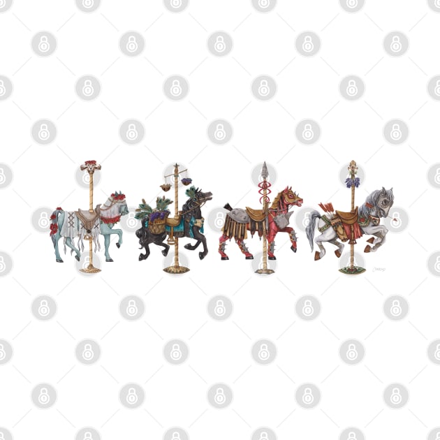 Four Carousel Horses of the Apocalypse Horizontal by catherold