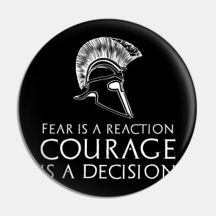 Inspirational & Motivational Quote - Courage - Ancient Greek Spartan Helmet Pin