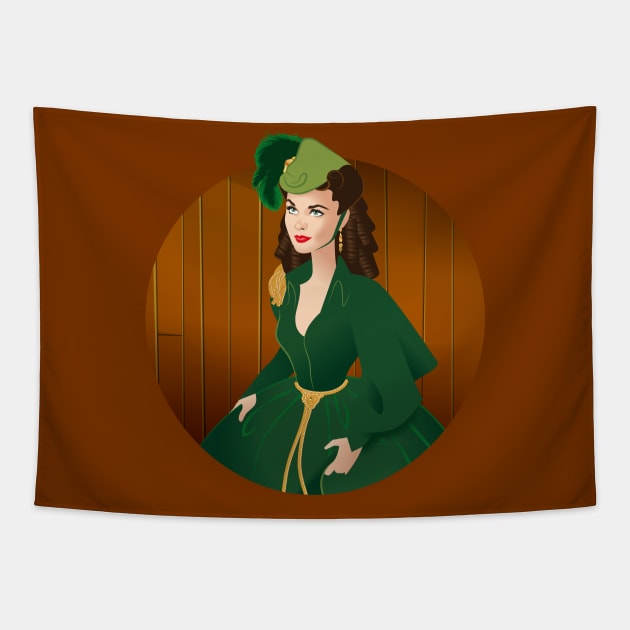 Scarlett green velvet Tapestry by AlejandroMogolloArt