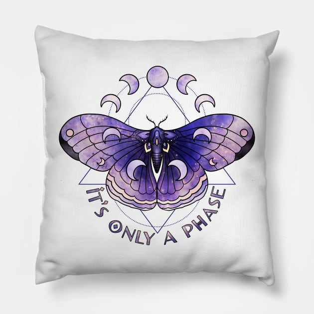 It's just a phase witchy moth design with moon phases Pillow by gaynorcarradice