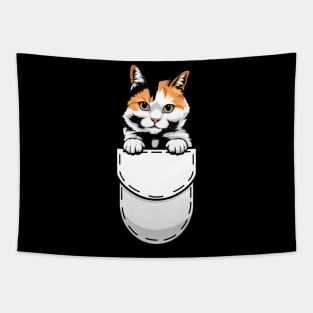 Funny Japanese Bobtail Pocket Cat Tapestry