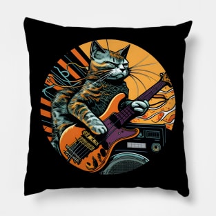 Funny Cat Playing Guitar - Cat Lover Pillow