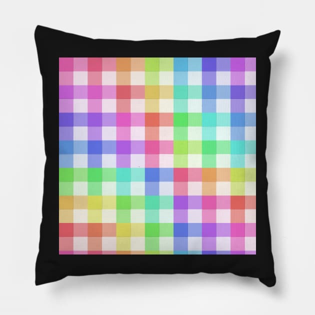 White Rainbow Plaid Pillow by cherubi19