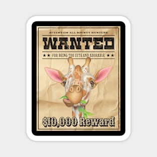 Cute Funny Giraffe Wanted Poster Magnet