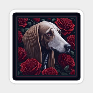 Saluki red roses Magnet