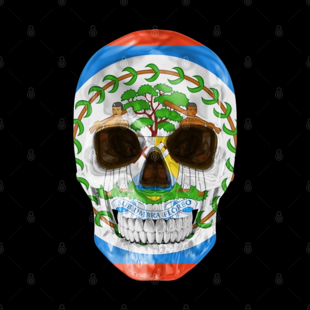 Belize Flag Skull - Gift for Belizean 19.02.52 With Roots From Belize by Country Flags