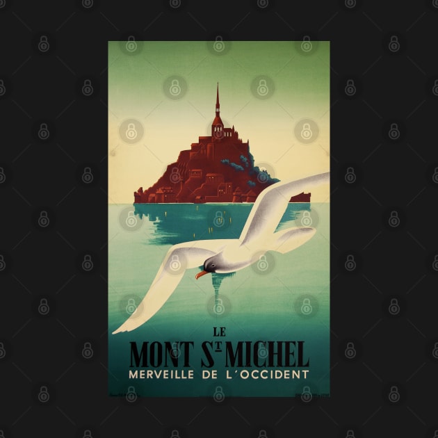 Retro poster - travel - vintage - Mont St Michel by Labonneepoque