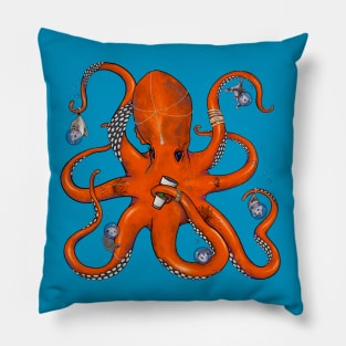 Busy Octopus Mom of Abandoned Opossum Babies Pillow