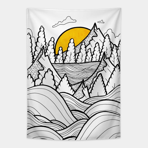 Sea river lake Tapestry by Swadeillustrations