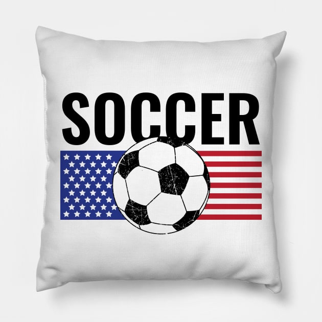 USA Flag Soccer © GraphicLoveShop Pillow by GraphicLoveShop