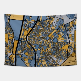 Seville Map Pattern in Blue & Gold Tapestry