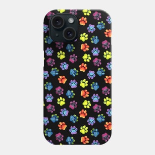 Black Rainbow Paw Print Pattern Phone Case