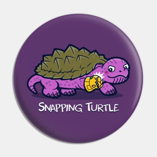 Snapping Turtle Funny Cute Superhero Villain Parody Pin