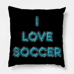 I Love Soccer - Turquoise Pillow