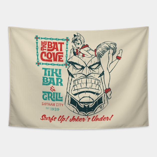 The Batcove Tiki Bar Tapestry by elblackbat