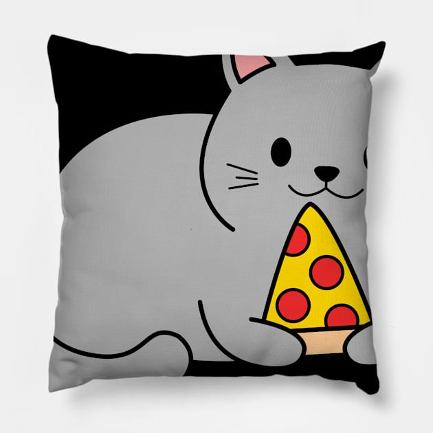 I love two things my cat and pizza funny  cat Pillow by Caskara