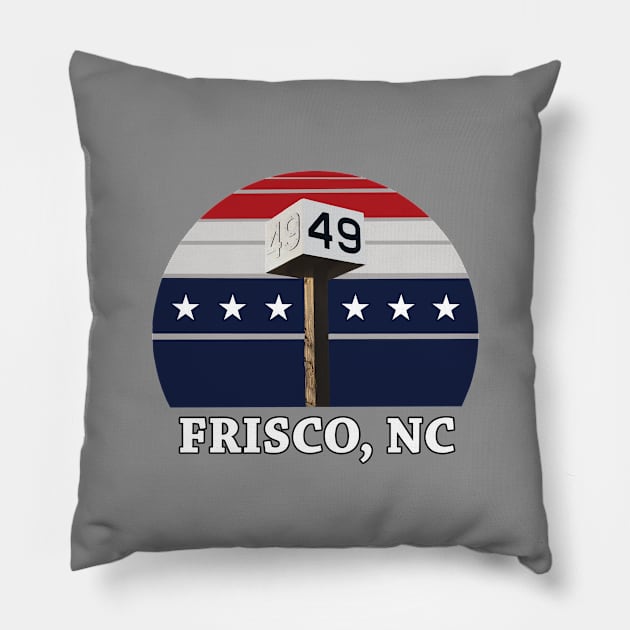 RAMP 49 FRISCO NC RED WHITE BLUE Pillow by Trent Tides