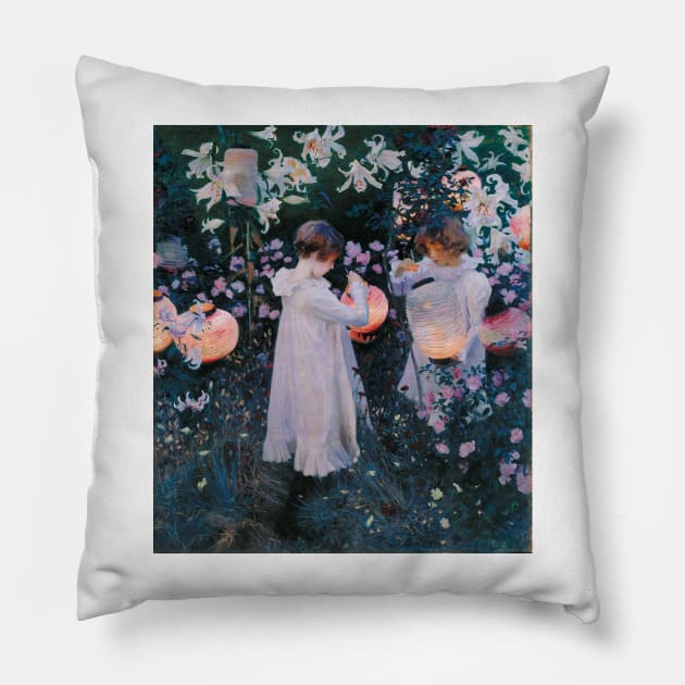 John Singer Sargent - Carnation, Lily, Lily, Rose Pillow by themasters