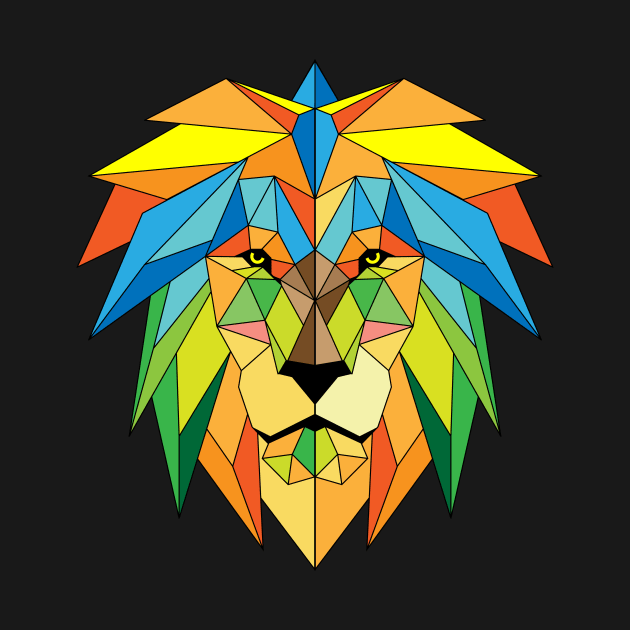Lion Geometric Africa Safari Lioness Funny Gift by bigD