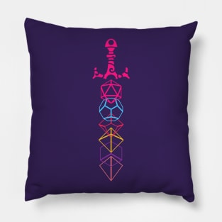 Synthwave 80s Polyhedral Dice Sword Pillow