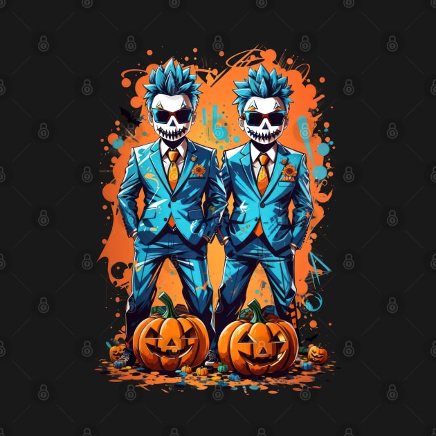 Ghoulish Grins & Halloween Pumpkin Twins by TooplesArt