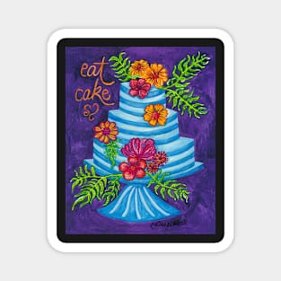 Eat Blue Striped Cake Magnet