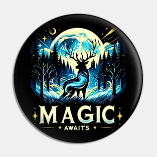 Magic Awaits - Magical Stag in the Night Pin