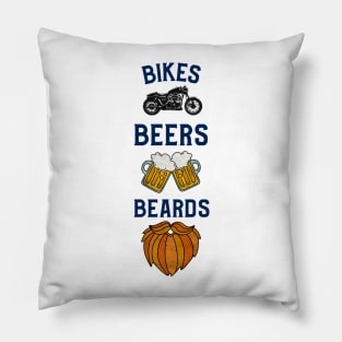 Bikes beers beards funny biker Pillow