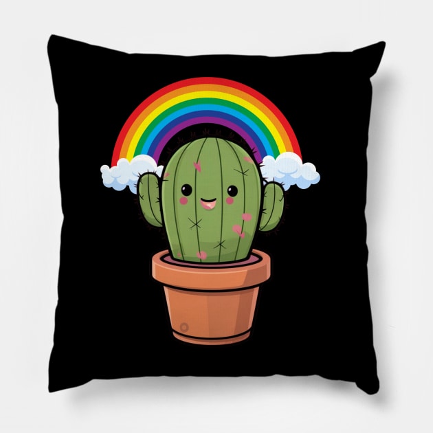 Tiny Cactus & Rainbow Pillow by AnimeVision