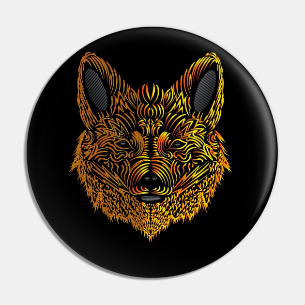 Psychedelic Fire Fox Pin by slippery slope creations