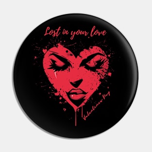 Lost in your love. A Valentines Day Celebration Quote With Heart-Shaped Woman Pin