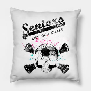 unny Seniors Kiss Our Grass Soccer Goalie Defender Player Gifts Pillow