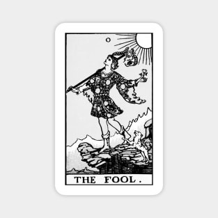 0. The Fool Tarot Card | Black and White Magnet