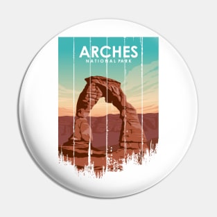 Arches National Park Travel Poster in a vintage and minimal style Pin
