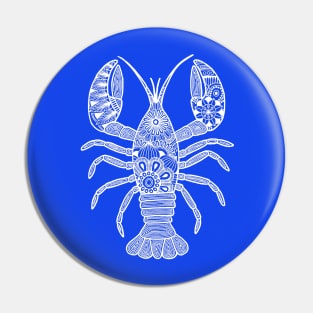 Lobster (blue and white vertical) Pin