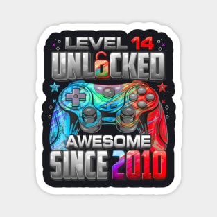 Level 14 Unlocked Awesome Since 2010 14Th Birthday Gaming Magnet