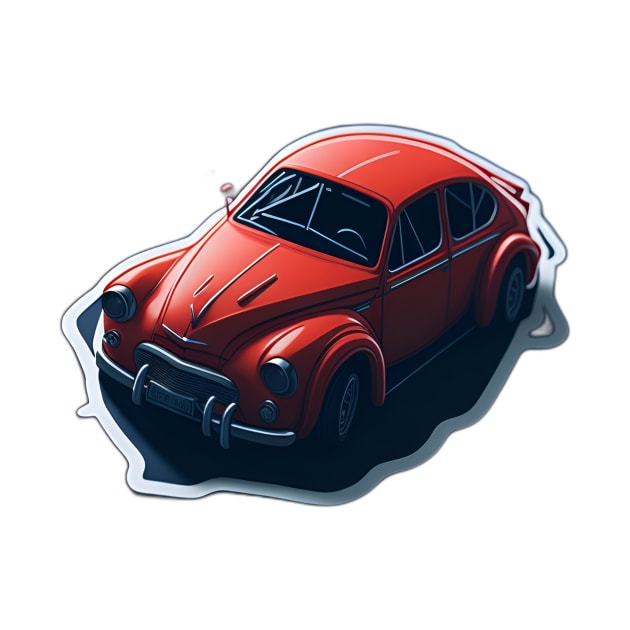 sticker style old red car by emofix