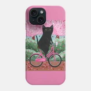 Black Cat Spring Bicycle Ride 2024 Phone Case