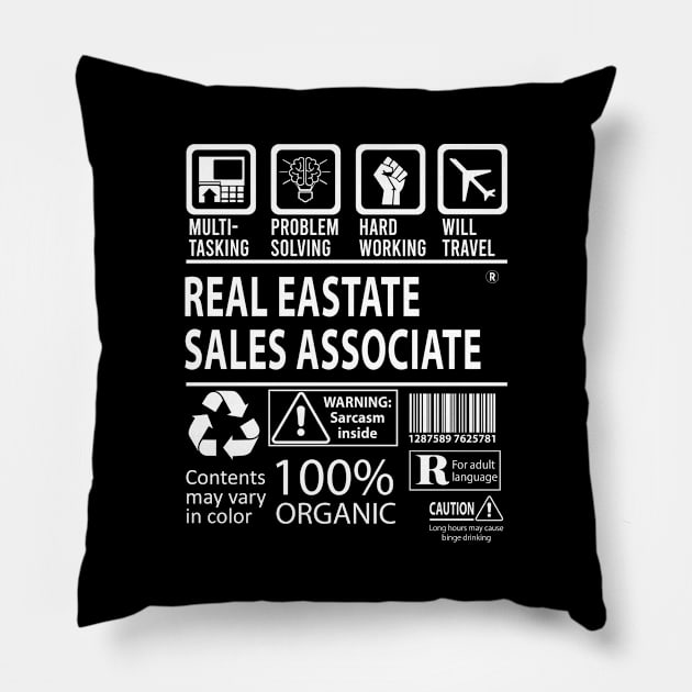 Real Eastate Sales Associate T Shirt - MultiTasking Certified Job Gift Item Tee Pillow by Aquastal