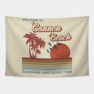 Cannon Beach - Cannon Beach Retro Sunset Tapestry