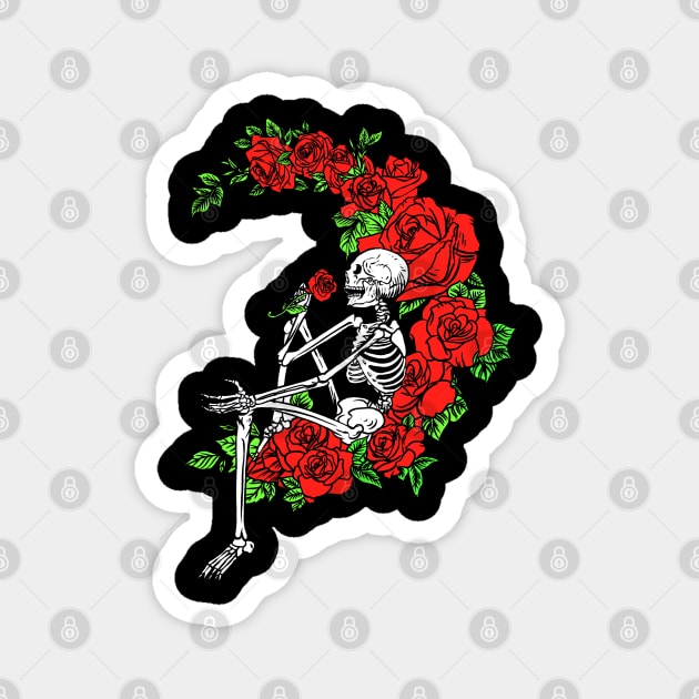 Skeleton Rose Moom Magnet by Mikeywear Apparel